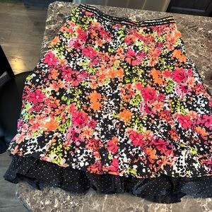Christopher & Banks Black Pink Tiered A-Line Skirt